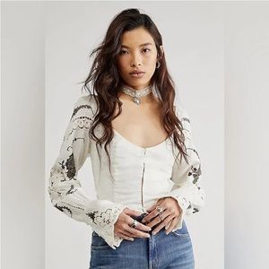 Free People White and Black Crop Top